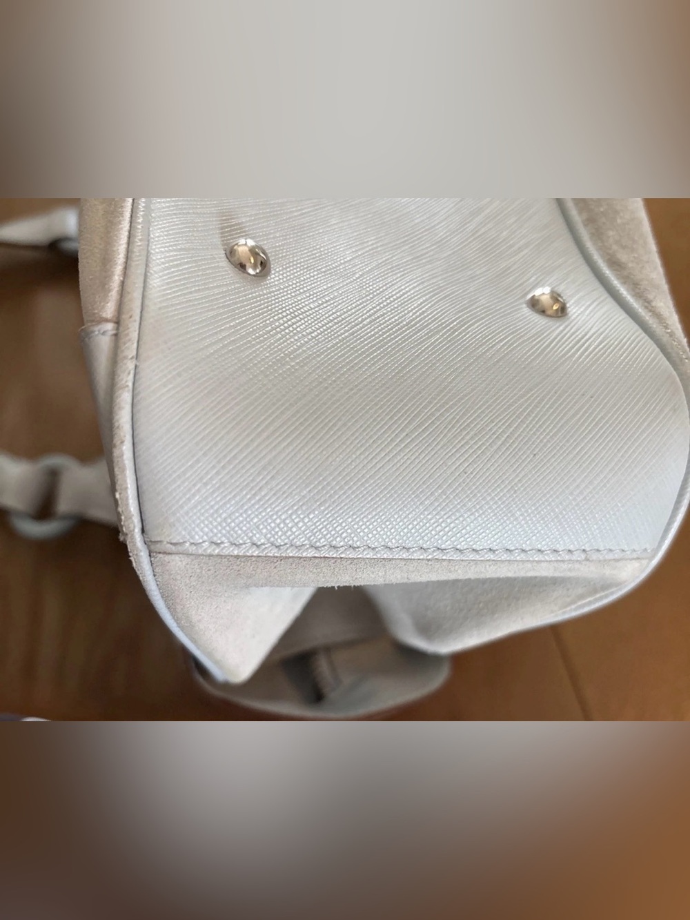 Salvatore Ferragamo Gancini Baguette Light Blue Suede & Saffiano Leather  RARE - Picture 10 of 15